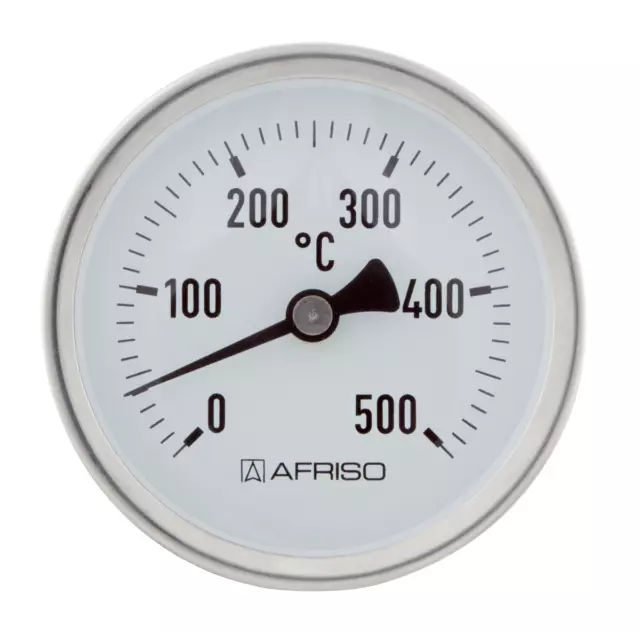 Afriso Rauchgas Thermometer Ø 80 mm 500 °C Länge 150 mm Heizung Gas Öl Kamin