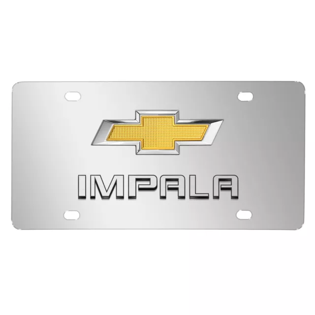 Chevrolet Impala Gold Bowtie Double 3d Logo Chrome Stainless Steel License Plate