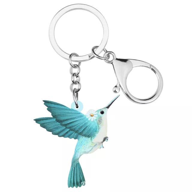 Acrylic Blue Hummingbird Bird Keychains Purse Car Key Ring Jewelry Charms Gifts