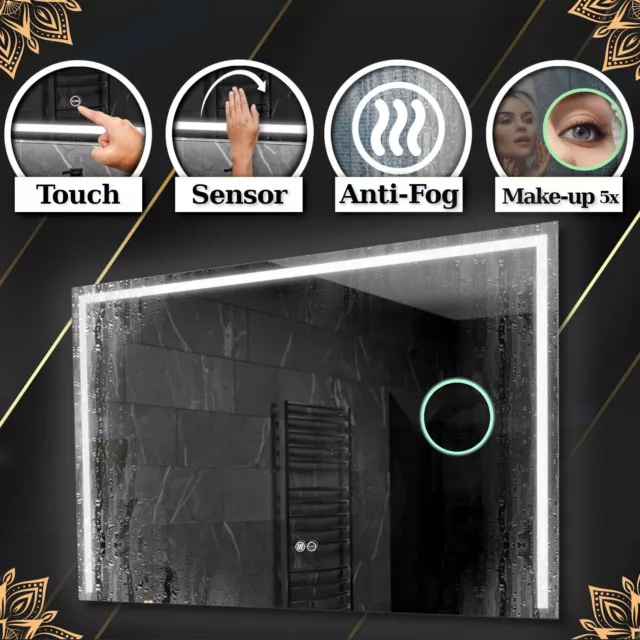 Atlanta ILUMINADO LED Espejo Del Baño INTERRUPTORES Maquillaje Sistema Antivaho