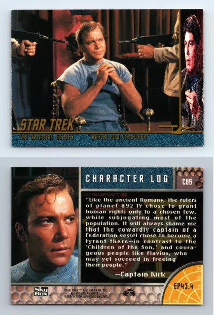 Captain Kirk #C85 Star Trek Original Series 2 Character Logs 1998 Trading Card