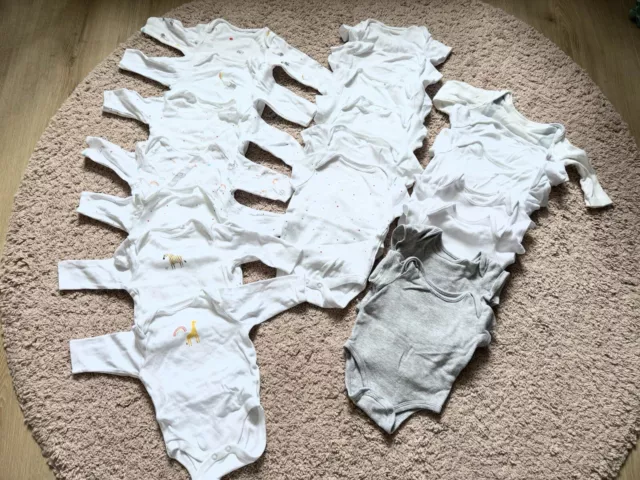 20  Unisex Baby Vests Bundle NEXT F&F Mamas & Papas Age 0-3 Months