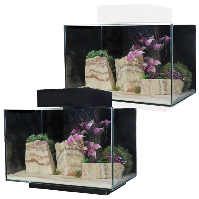 Aqua One Platform 21 Aquarium Fish Tank Black / White with Filter & LED Lighting