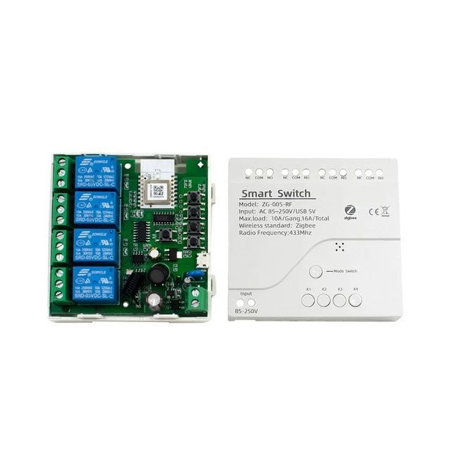 4CH Tuya Switch Module 85-250V Relay Home Remote Control Works with Gateway S2V6