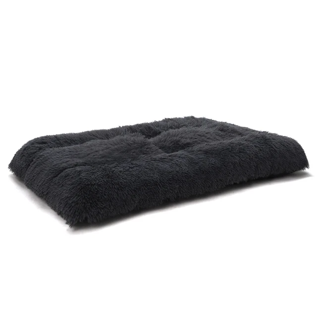 Super Soft Gray-Black Plush Dog Bed Memory Foam Pet Cushion Mats for Large Dog