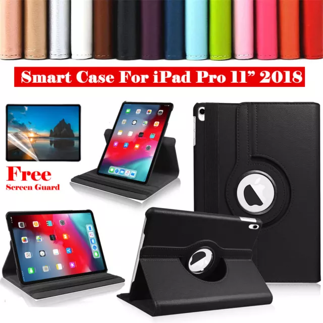 For Apple iPad Pro 11" 2018 --360°Rotating Smart Wake Up Flip Leather Case Cover