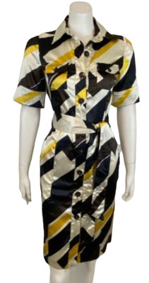 Zara Basic Shirt Dress Size S Short Sleeve Button Front Belted Stripes  Y2K