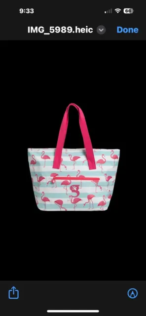 Geckobrands Waterproof Large Flamingo Beach Tote bag. Carry All Bag