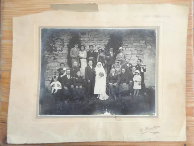 GRANDE PHOTO ANCIENNE MARIAGE GROUPE old wedding France vintage snapshot picture