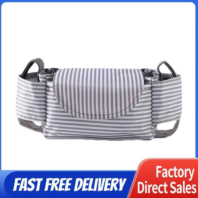 Baby Stroller Bag Storage Multi-function Bottle And Cup Holder (Stripes)
