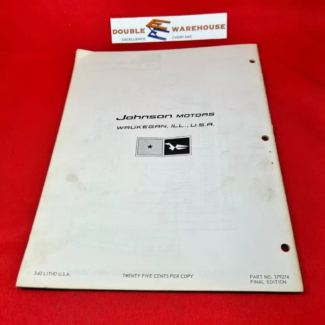 1963 Johnson 40 HP Parts Catalog Sea Horse Electramatic 379274 OMC Final 2