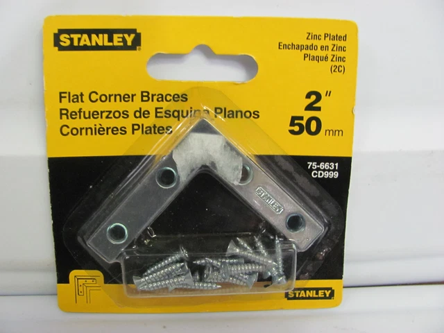 STANLEY 75-6631 CD999 2" Flat Corner Braces Mending Plates Zinc Finish 4 Per Pk