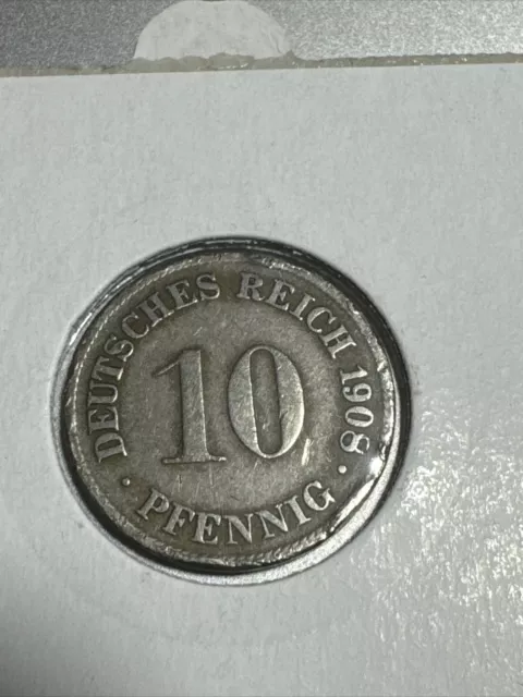 Germany - 10 Pfennig Coin - 1908 D