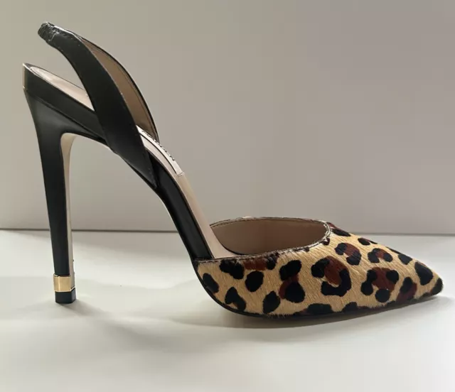 Steve Madden Womens Animal Print Leopard Slip On Slingback Heels Shoes