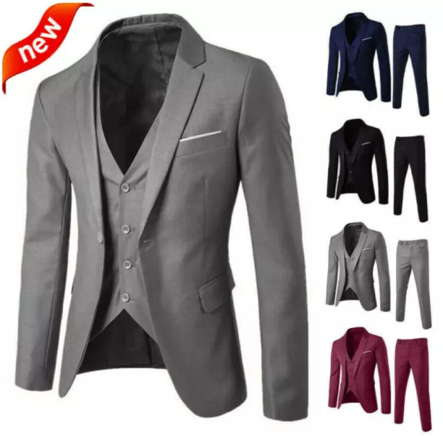 Herrenanzug 3-teiliger Blazer Business Hochzeitsfeier Jacke Weste und Hose Neu