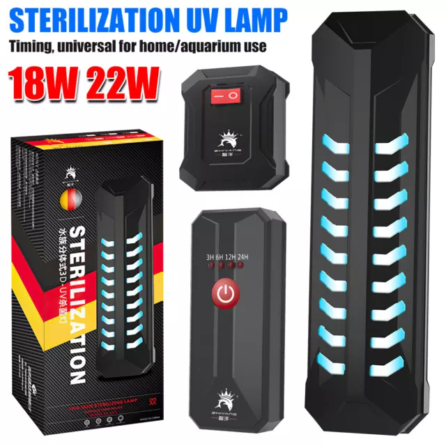 18W 22W Aquarium UV Sterilizer Light Submersible Water Clean Lamp for Fish Tank