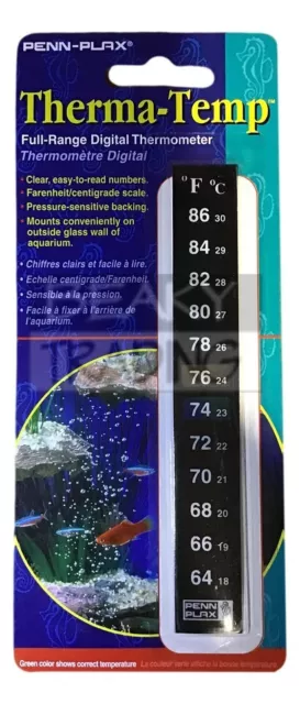 PENN-PLAX AquaLIFE Therma-Temp Digital Aquarium Thermometer, 2-in