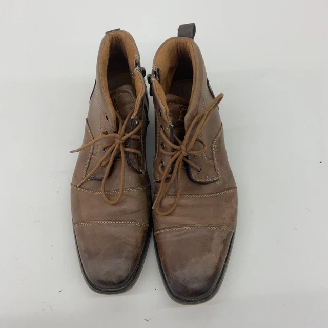 STEVE MADDEN JOHNNIE Men's Brown Leather Chelsea Boots Size 9.5 £32.