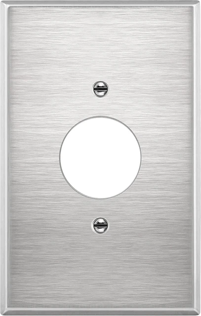 1.406" Hole Single Receptacle Outlet Metal Wall Plate, Corrosive Resistant, over