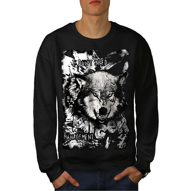 Wellcoda No Anger Management Mens Sweatshirt, Wolf Casual Pullover Jumper