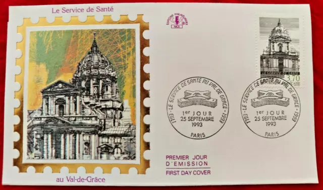 Enveloppe FDC 1er jour sur Soie, Le Service de la Santé au Val de Grace, 1993