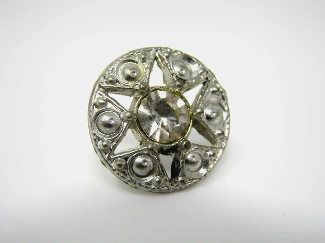VINTAGE COLLECTIBLE PIN: Clear Jewel Center Star Design Silver Tone $8. ...