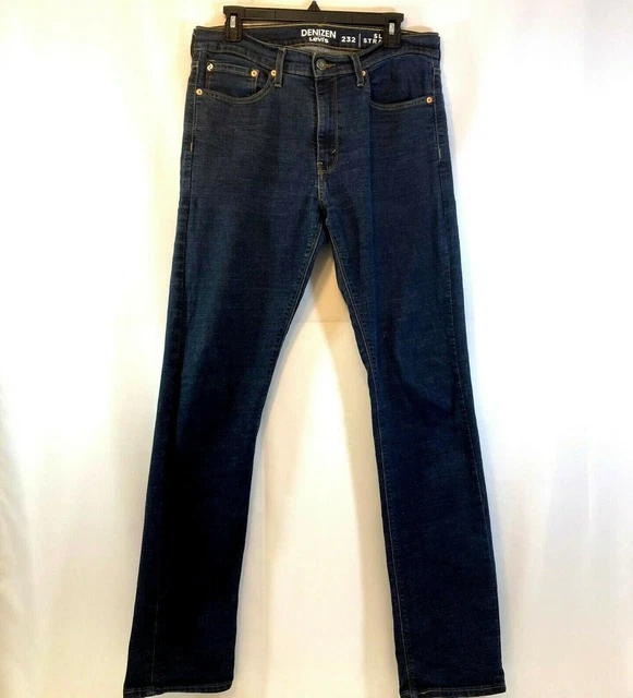 LEVIS DENIZEN 232 Slim Straight Fit Mens Jeans 32 x 34 Dark Wash