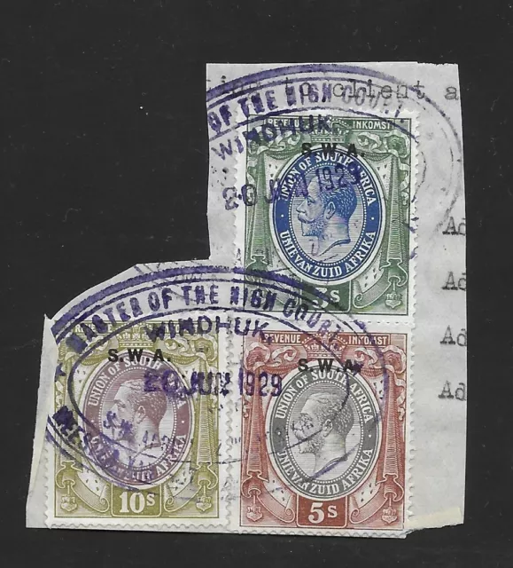 L8096 Commonwealth South Africa Kgv Revenue Stamps On Piece 1929