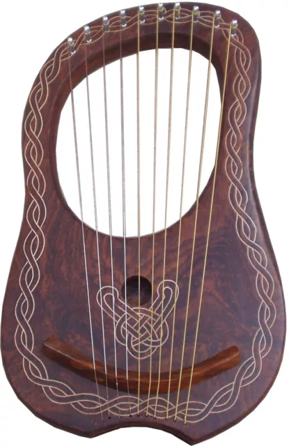 Traditionnel Irlandais Lyre Harpe 10 Métal Corde Transport Sac & Clé / Lyra