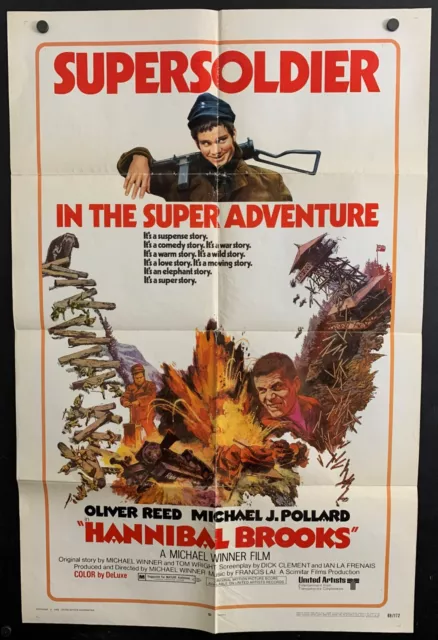 1969 HANNIBAL BROOKS 1SH One Sheet Movie Poster 27 x 41 ~ Oliver Reed