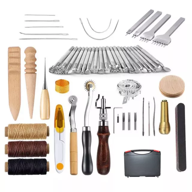 59PCS Craft Leather Tool Set Kit d'outils de travail à la main en cuir L4K2