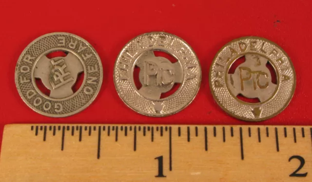 Antique Lot Of Philadelphia Pa Ptc School Transit Trolley Bus Token Rare !!