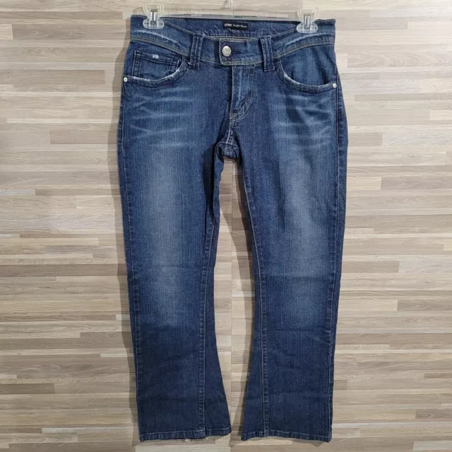 Levi's Night Blues Distressed Bootcut Jeans 9 x 30 Low Rise Rhinestone Pockets