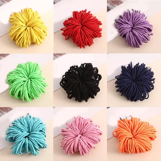 100Pc 3CM Kids Ponytail Hair Holder Thin Elastic Rubber Band Colorful Hair Ties