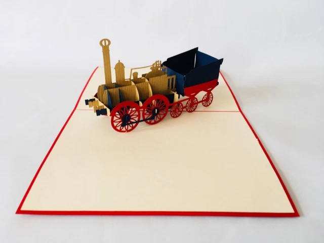 Biglietto pop-up a vapore biglietto di auguri 3D locomotiva con