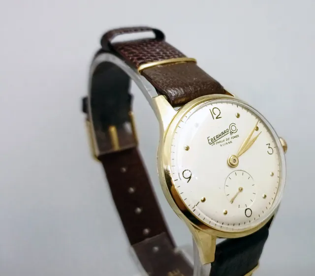 Eberhard Art Deco Solid Gold 18K 0,750 Orologio Uomo Vintage Watch Montre Uhr 2