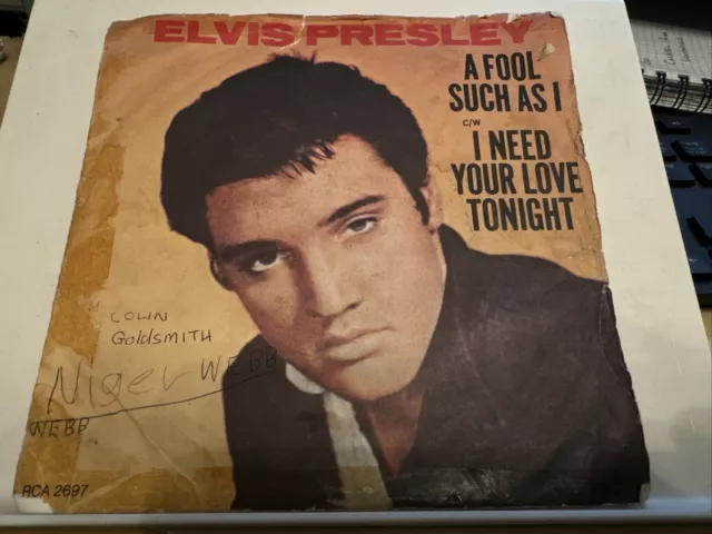 Elvis Presley - A Fool Such As I  7" Vinyl Single Record P/S