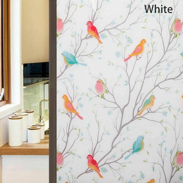 1M 3D Static Cling Frosted Flower Glass Window Film Privacy Sticker Home Decor