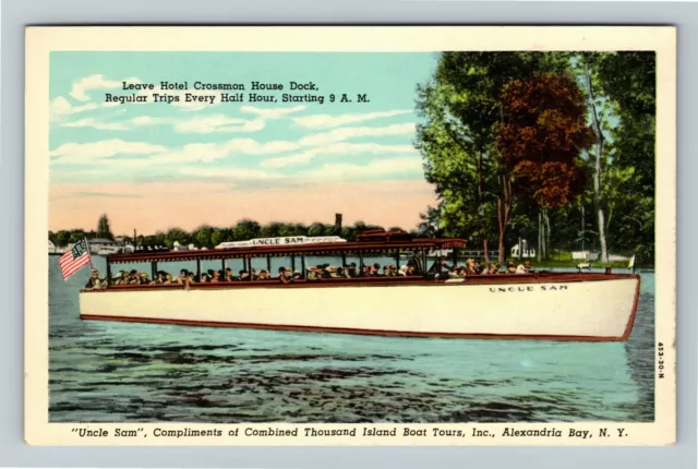 Alexandria Bay NY-New York, "Uncle Sam" Boat, Vintage Postcard