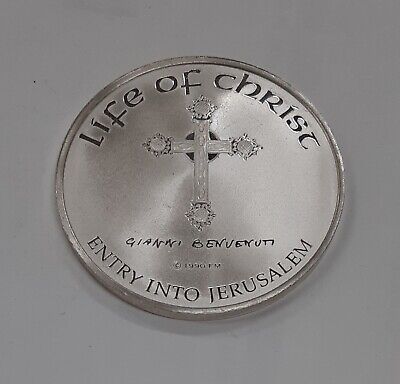 Franklin Mint Life of Christ .925 Silver Medal by Benvenuti-Entry Into Jerusalem