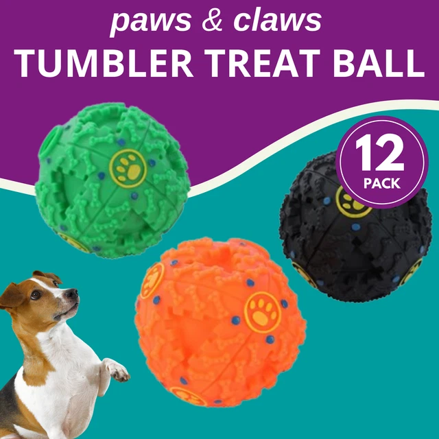 12 x TREAT DISPENSER DOGS TOY 12cm Food Puzzle Ball Pet Dog Puppy Teeth Chew Toy