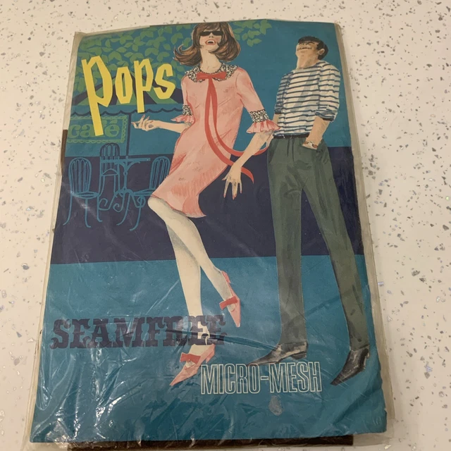 Vintage 1960s Pops Seam free Bri Nylon Stockings Size 10 1/2 Unopened.