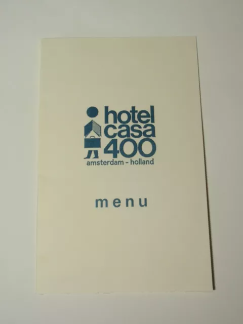 Vintage Hotel Casa 400 Amsterdam Holland Menu