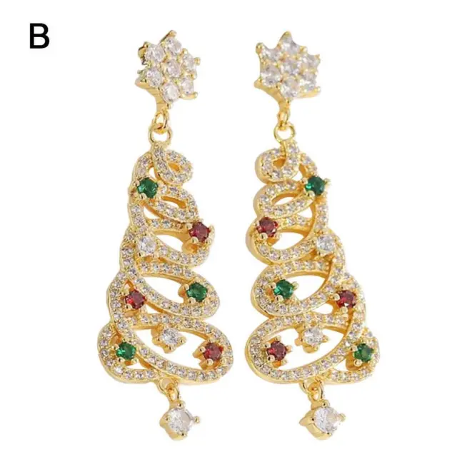 Christmas Tree 925 Silver Crystal Star Stud Earrings Women Jewelry Gift Q5Y5