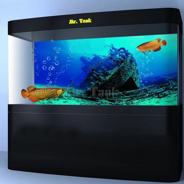 Large Shipwreck Fish Tank Wallpaper Aquarium Background Poster Self-Adhesive New