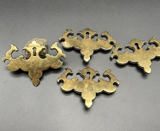 Antique Architectural Salvage 3" Solid Brass Keyhole Backplate Furniture Pulls