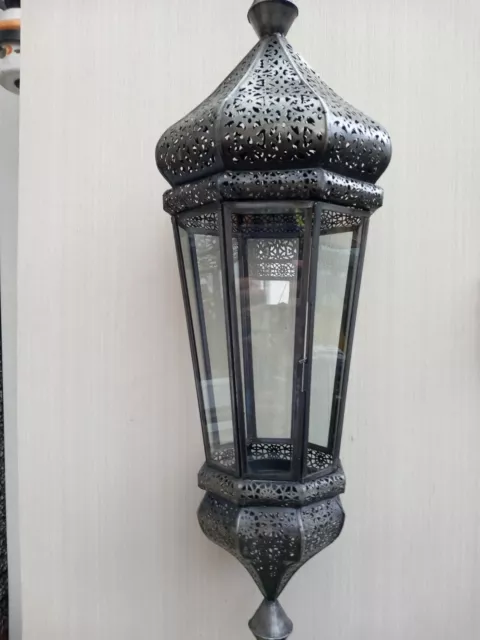 Vintage Large Hanging Moroccan Style Lantern/Outdoor Or Indoor Elegant Decor