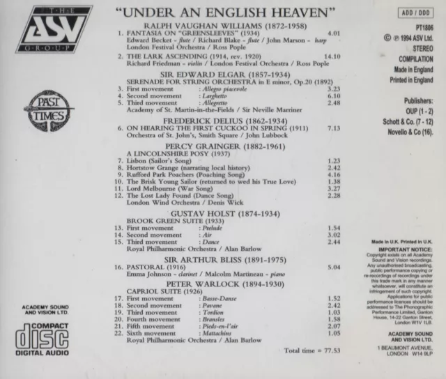 Under an English Heaven: A Treasury of Pastoral Music 2