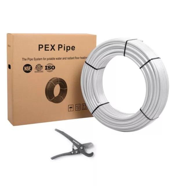 EFIELD 1/2" x 200ft White Pex-b Tubing/Pipe For Potable Water  with Pipe  Cutter