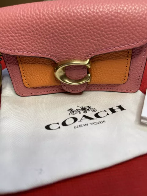 COACH MINI TABBY Bag Charm In Colorblock Keychain Coin Purse Taffy